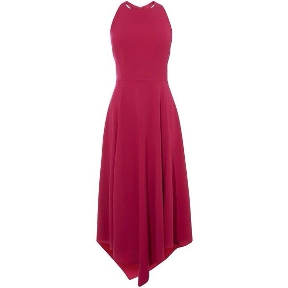 NWT Karen Millen Magenta Fluid Midi Dress UK Size 10 US Size 6 - Picture 3 of 16